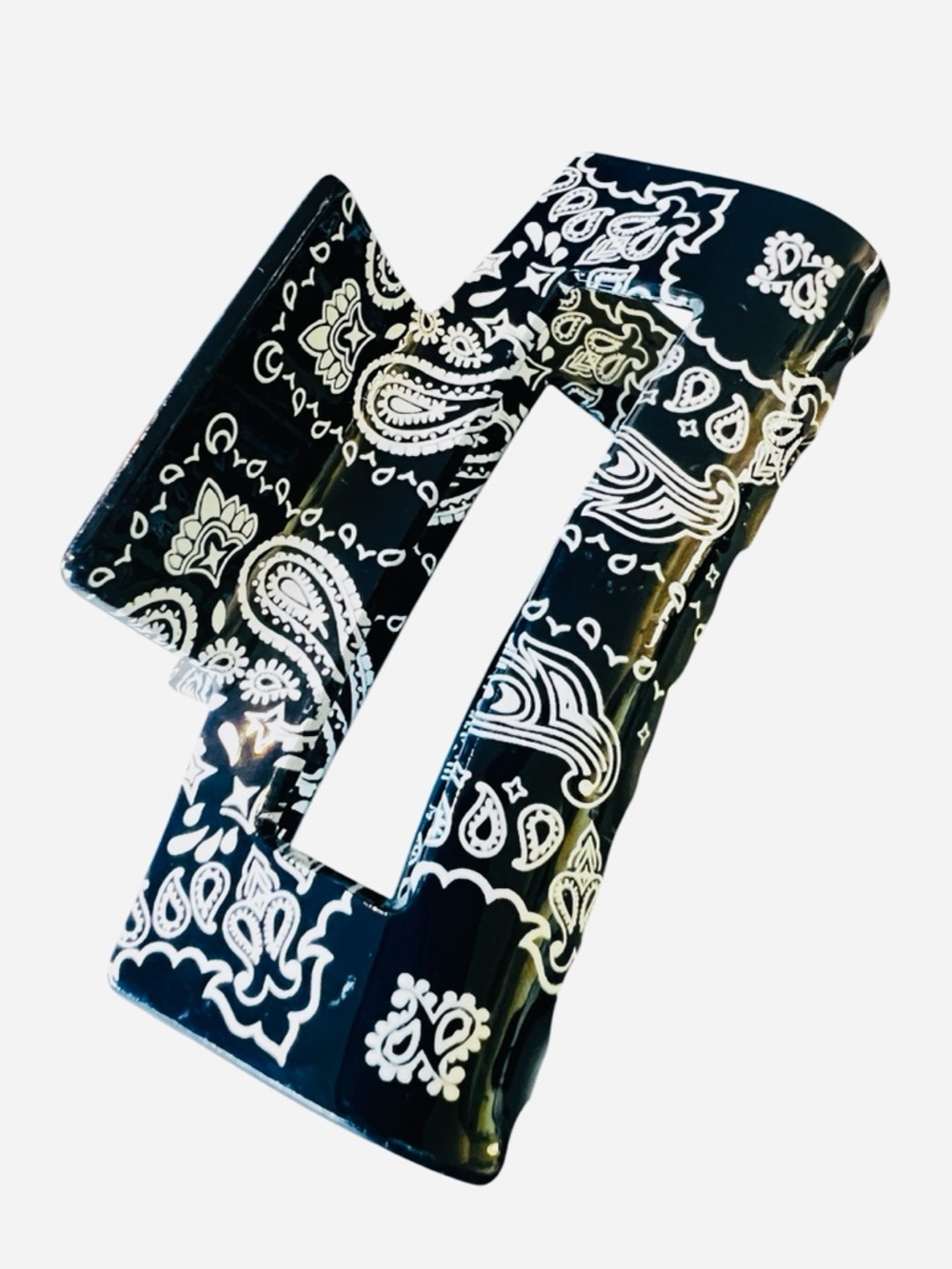 Navy White Bandana Print Hair Clip New